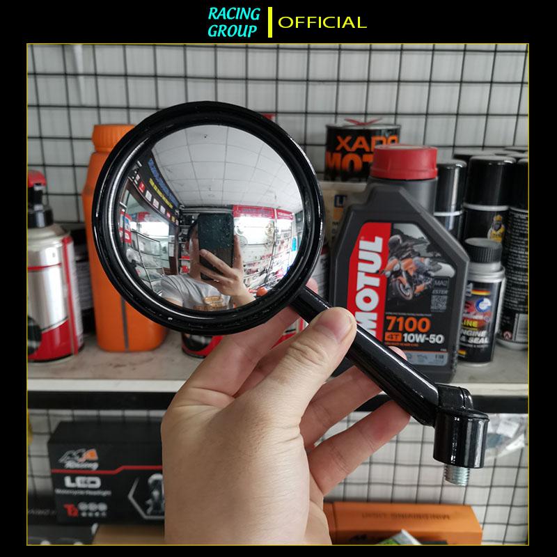 Gương chiếu hậu thời trang xe máy kiểu Tròn Lồi Màu Đen Gắn Chân Kính, Kính chiếu hậu gắn chân kính cho AB, SH, SH Mode, Wave,... Phụ Kiện Phụ Tùng