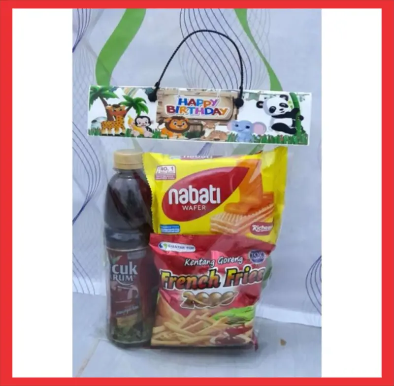 (25PCS) Plastik snack ultah label tenteng ulang tahun anak murah Termurah Tas Ultah Plastik Ulang tahun Anak-anak 4