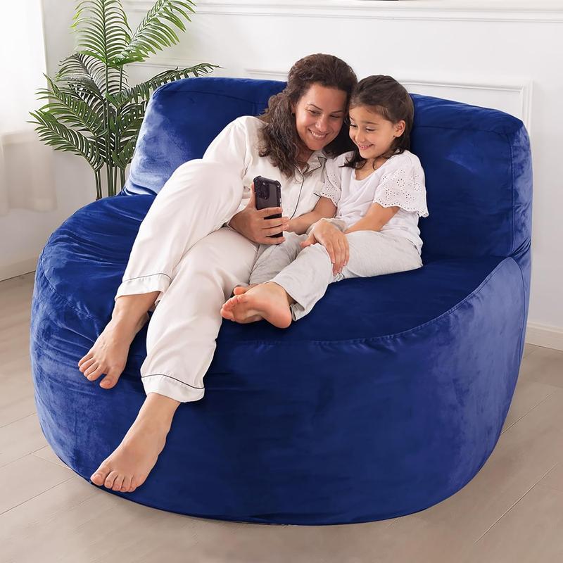 TikTok Shop Back Support Bean Bag Chair for Adults Kids Teenagers Bean Bags with Memory Foam Filled 4FT Beanbag Chairs Large Sofa with Dutch Velvet Cover Blue Medium