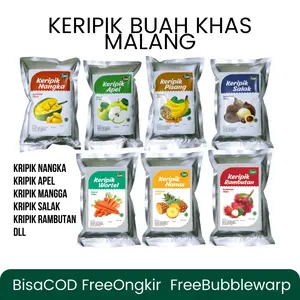 FIONA Keripik Buah Apel Nangka Rambutan Mangga - Kerupuk Strawberry Durian - Oleh2 Khas Malang Netto 50 Gram Food Snacks kerupuk buah Kripik Cemilan