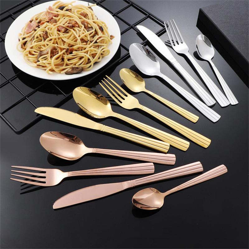 Dessert Spoons Hotel Western Steak  and Fork Set Western Tableware , Fork, Spoon, Coffee Spoon, Set of 4 Kitchen Cutlery Stainless Steel Cutlery 0
