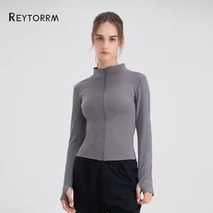 Reytorrm Jaket Olahraga Wanita Lengan Panjang Untuk Yoga/Fitness Sport Pakaian (WT01)