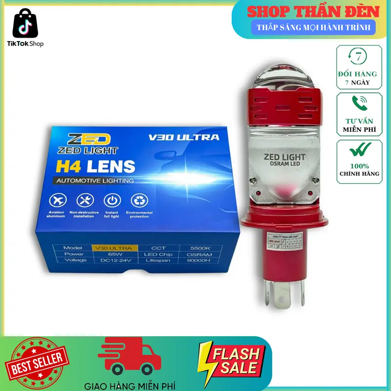 ( Tặng Hậu Audi LED ) Bi Cầu Mini V30 Ultra Bản Nâng Cấp Chân Cắm H4 Chông Chói Trợ Pha Mắt Éc New 2025 Đèn Pha Led Phụ Tùng 4
