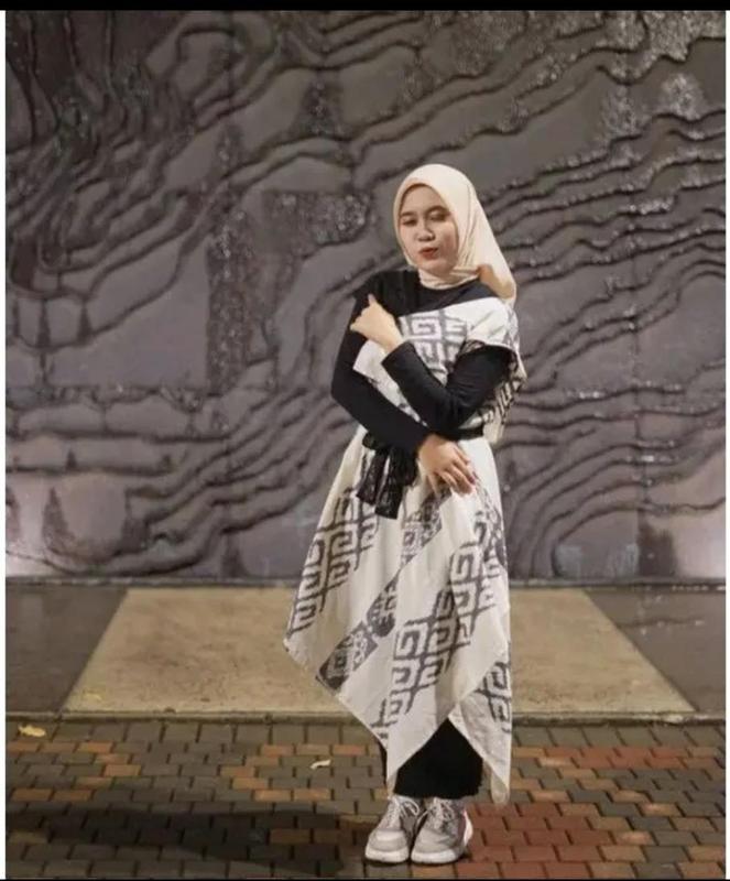 Product Introduction of Dress Couple Tenun Lancip WASTRA ASTANAPrewedding Kondangan Polka Dot Setrip Panjang Wanita Setelan  Pasangan 32