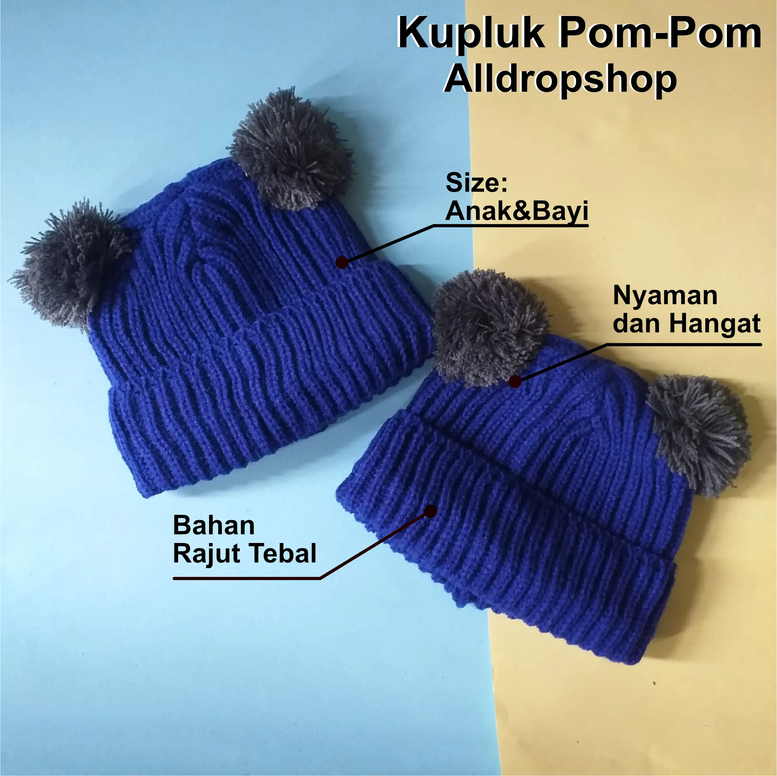 Kupluk pompom baby newbron/kupluk pompom baby