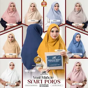 VOAL MIRACLE SYARI POLOS - HIJAB SEGIEMPAT JUMBO UMAMA 130X130CM LASERCUT POUCH