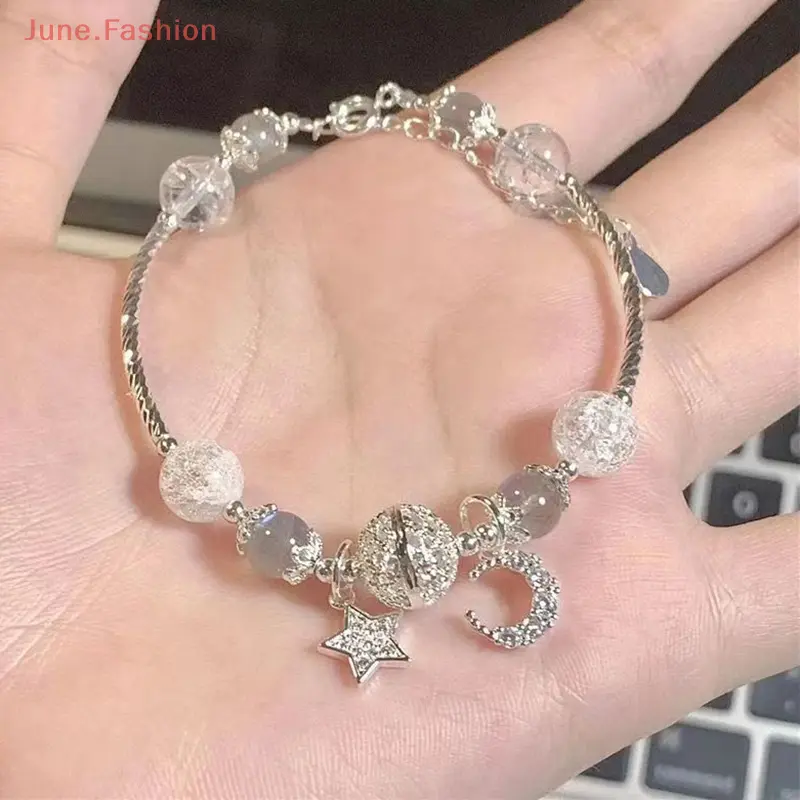 Vòng Tay Thời Trang Với Mặt Dây Chuyền Ngôi Sao Và Mặt Trăng Cho Nữ, Vòng Tay Đơn Giản Và Ngọt Ngào, Quà Tặng Sinh Nhật Cho Nữ 0