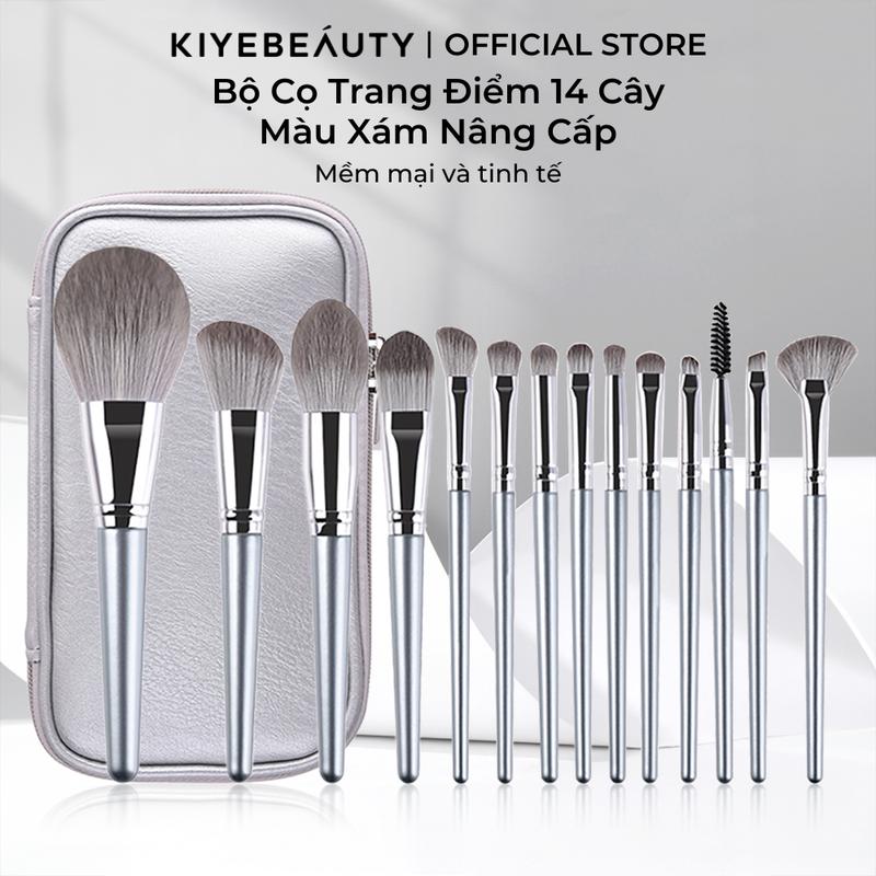 Bộ Cọ Trang Điểm Cá Nhân KIYE 14 Cây Chính Hãng Siêu Mềm Bám Phấn Kèm Túi Đựng