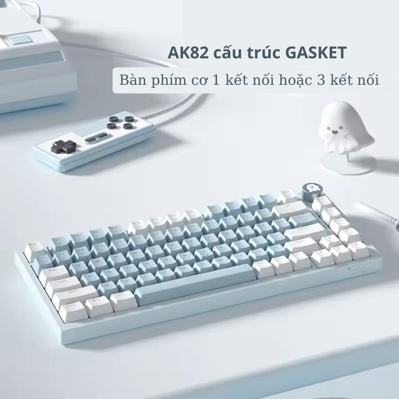 Bàn Phím Cơ AK82 Không Dây Hotswap LED Rainbow Gaming Tùy Chỉnh Layout 75% Với Núm Xoay Kim Loại 3 Mode Pin 2000mAh phím cơ custom / bàn phím switch silent