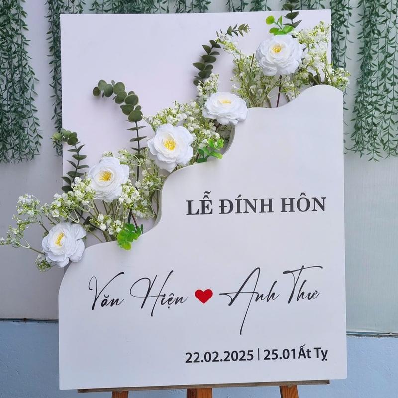 Có IN chữ Theo Cầu - Bảng hộp welcome để cắm hoa + Bảng cưới, bảng chào, bảng đón khách để cổng cưới, trang trí 2