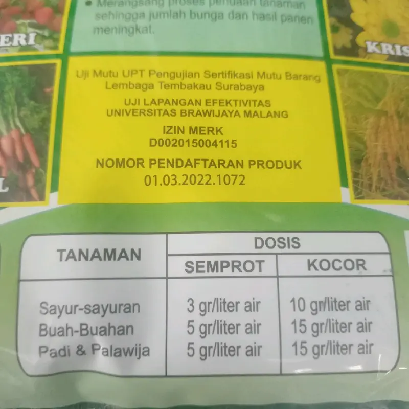 PUPUK KALSIUM MANOHARA KEMASAN 1 KG - MENCEGAH RONTOK DAUN, BUNGA DAN BUAH SERTA MENCEGAH ROBOH Tanaman 2