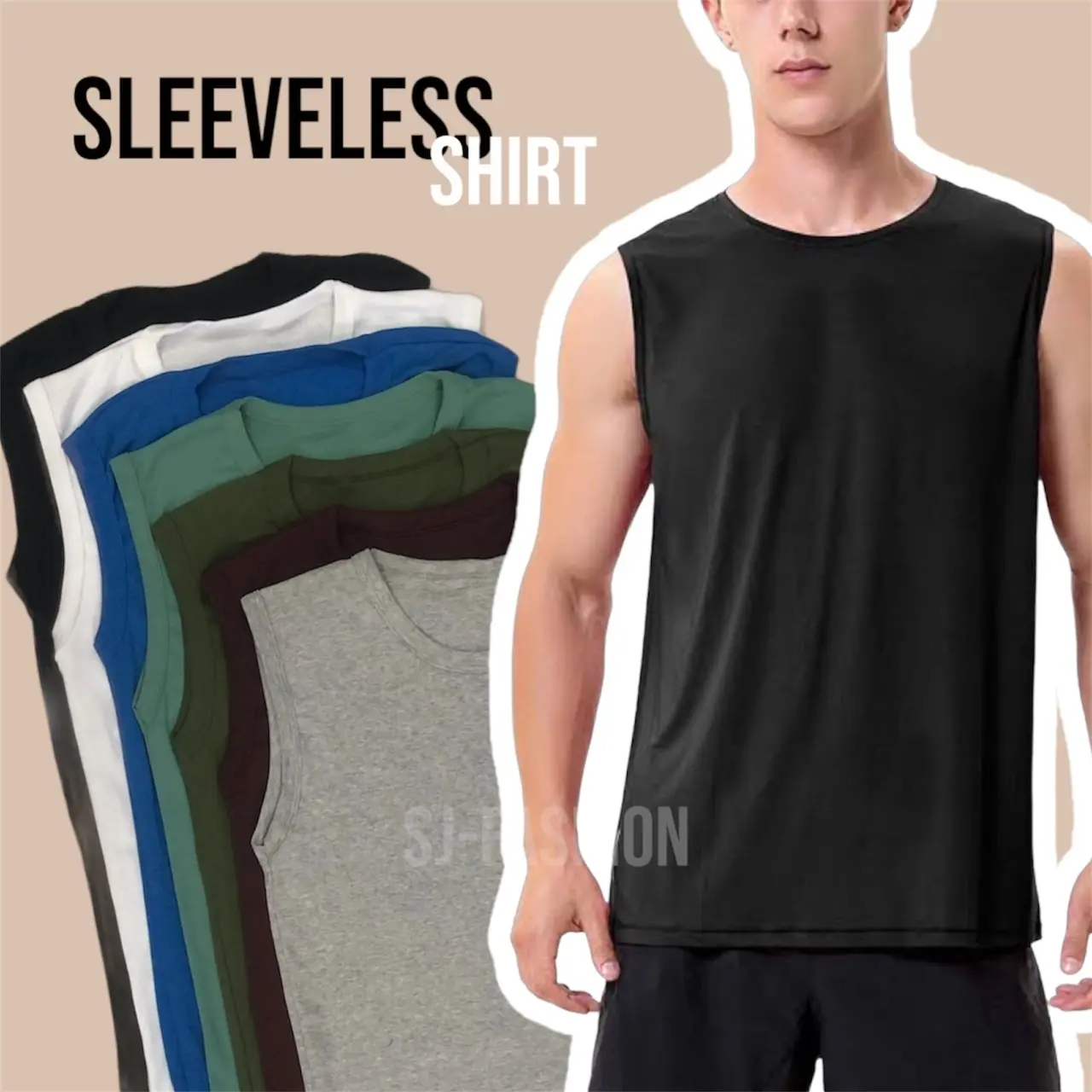 เสื้อแขนกุด เสื้อยืดคอกลมแขนกุด TT45