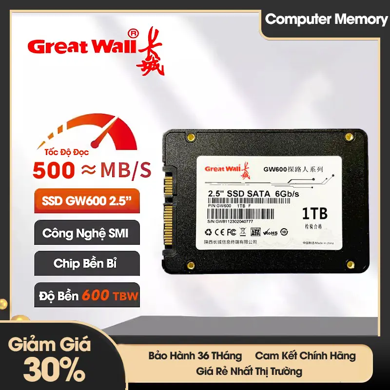 [Chính Hãng] - Ổ Cứng SSD Great Wall GW600 128/256/512Gb 2.5-Inch SATA III  - Hàng mới chính hãng - BH 36 tháng 1 đổi 1 0