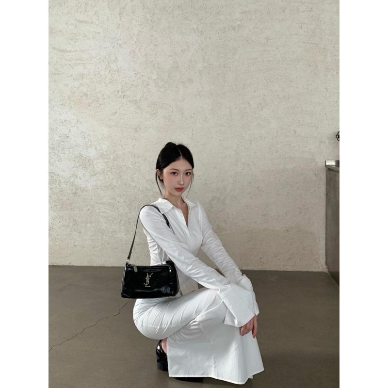 Set Áo Tay Dài Đan Chéo Eo Phối Chân Váy Dài TIBU Set Đồ Nữ Sang Chảnh Đơn Giản Đi Chơi Dạo Phố Tôn Dáng S41 Women Top Voi 6