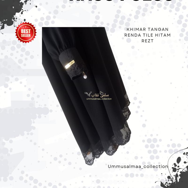Khimar tangan renda hitam manset renda Rezt Jetblack 8