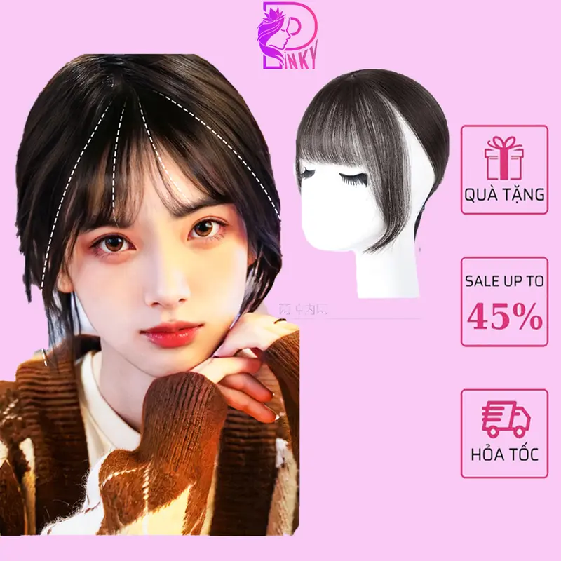 Tóc giả che hói Pinky, tóc giả mái thưa phủ hói cao cấp phong cách hàn quốc 0