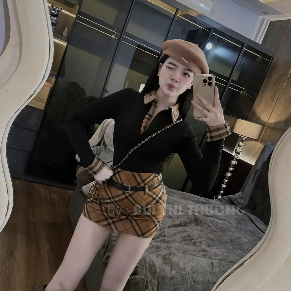 Sét áo cổ phối mixx chân váy ôm siêu xinh kèm đai - 2szSm - Dress, Women