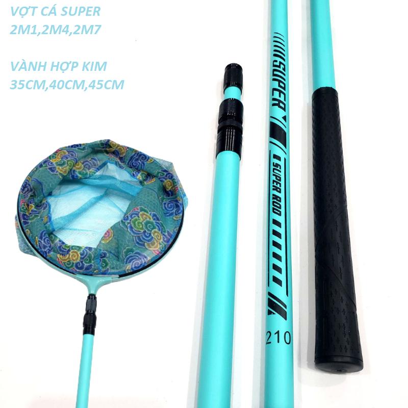 Bộ Combo Vợt Cá Carbon Câu Đài Vành Tròn Có Vợt Cá Gấp Gọn Có Cán + Vành