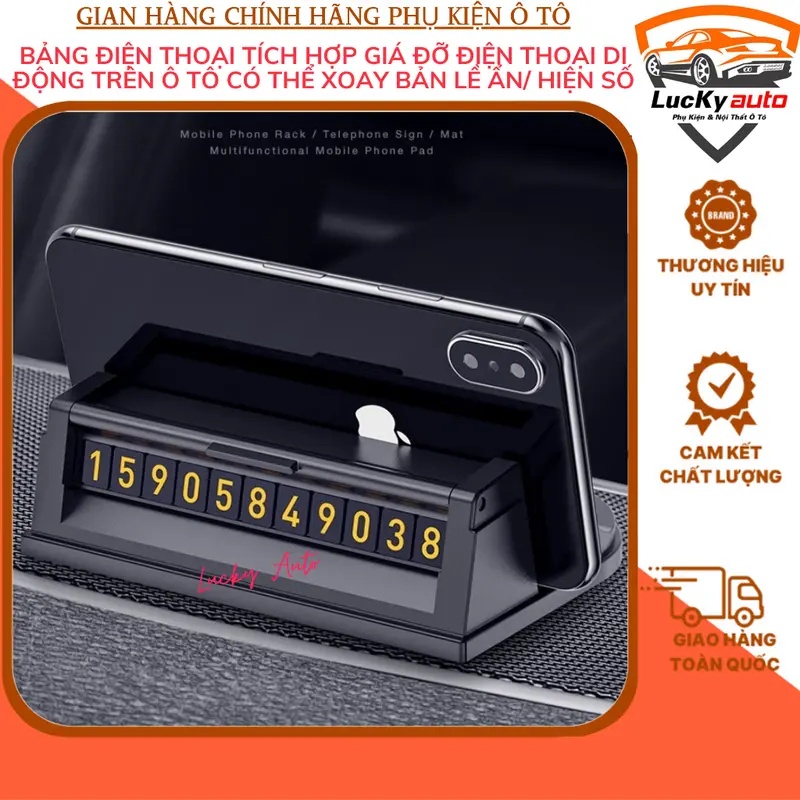 Bảng điện thoại cao cấp tích hợp Giá đỡ điện thoại di động trên ô tô có thể xoay bản lề ẩn/ hiện số 0