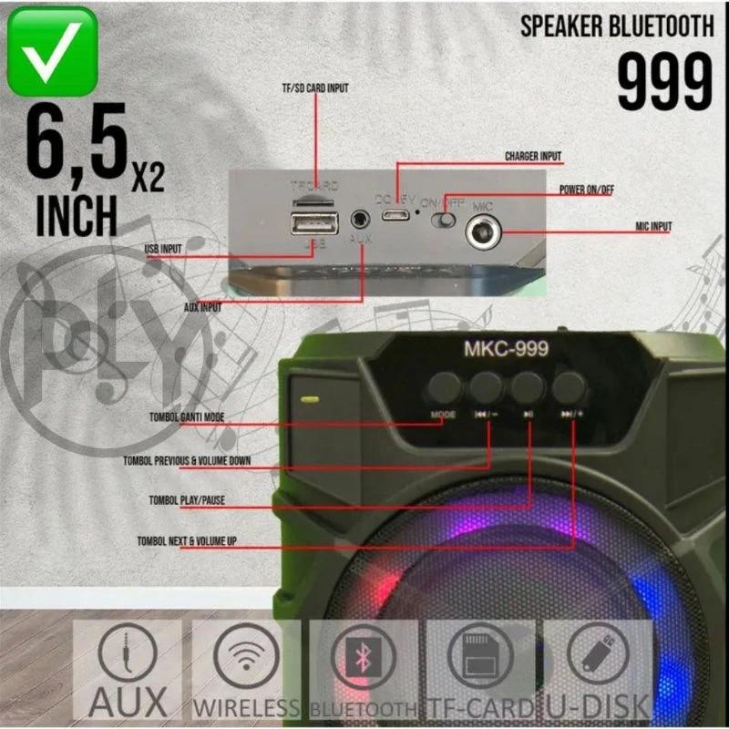 Product Introduction of Speaker Bluetooth MKC 999 6.5 X 2 inch speaker karaoke free Microphone plus remote 1