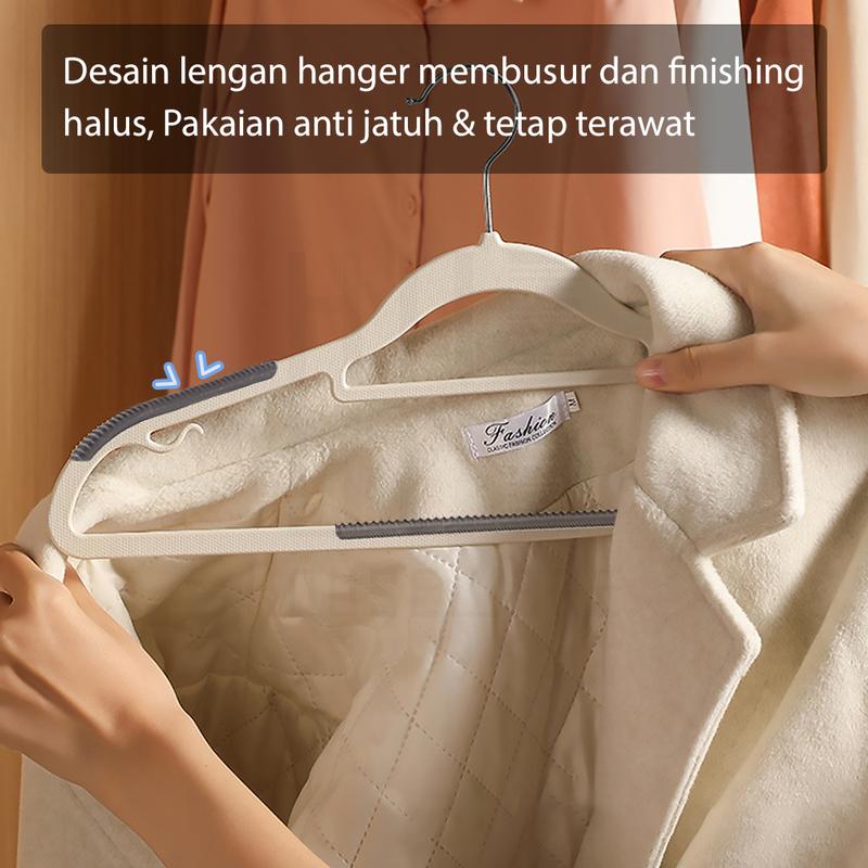 Gantungan Baju Anti Slip Isi 10 Pcs Hanger Gantungan Baju Dewasa Hanger dengan Karet Tebal 4