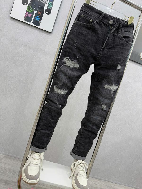 Quần Jean Dài Nam Mã R3346 Form Slimfit Màu Xám Đậm Wash Bạc Phối Rách Thời Trang - Menswer Pants Denim 4