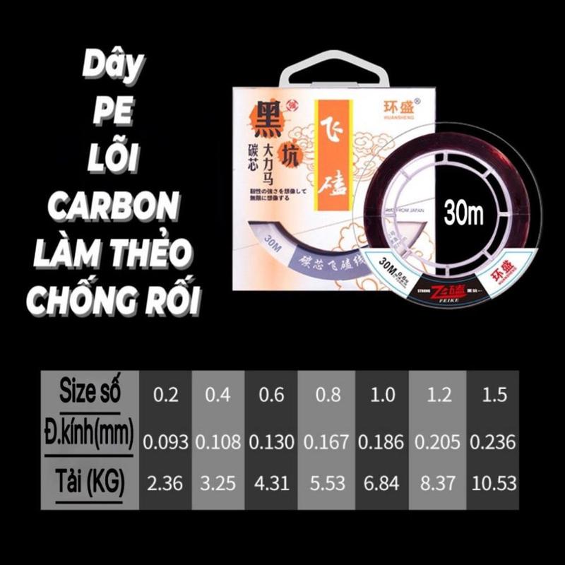  FEESHIP- Thẻo Câu - Dây Câu PE Lõi Carbon Siêu trâu Chống Rối 30m HC88 Đi Câu Fishing Bắt Cá Câu Cá Fish 