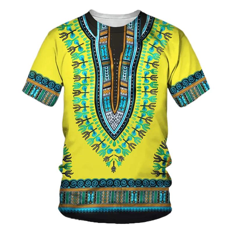 Product Introduction of New Summer African Ethnic Style Pattern 3D Print T-Shirts Men Women Tshirt Short Sleeve Oversized Harajuku Tee Top Kid 3D Thai floral print 11