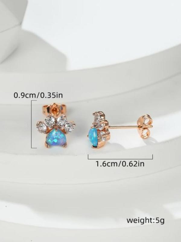 Women's Elegant Rhinestone Decor Stud Earrings, 1 Pair Exquisite Trendy Cat Paw Design Stud Earrings, Fashionable Luxury Jewelry for Women & Girls for Daily & Party Decor 6