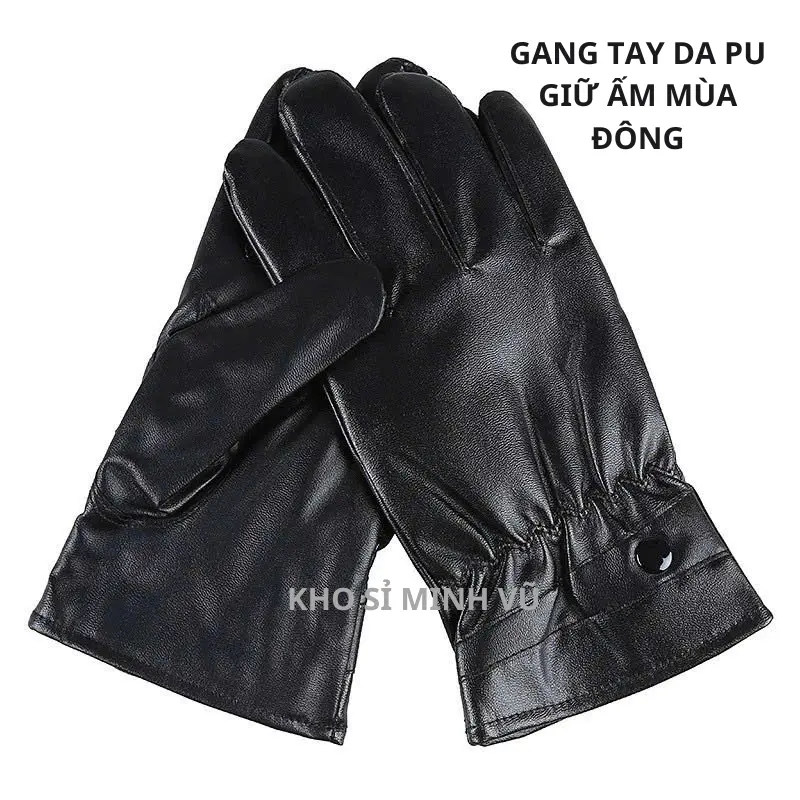 Găng Tay Da PU Cho Nam , Găng Tay Mùa Đông Ấm Áp , Khi đeo vẫn có thể sử dụng điện thoại dễ dàng  , bên trong lót lông mềm mịn . 0
