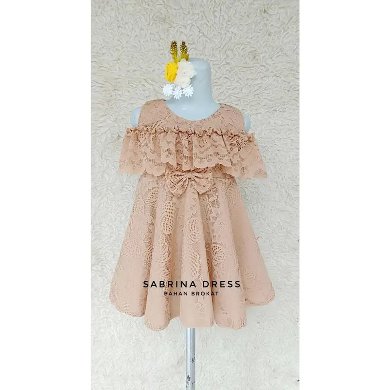 Dress Sabrina brokat | Dress anak | Dress dewasa | Dress cantik | Dress kekinian | Dress murah |  Dress couple | dress brokat | dress tile | baju pesta 2