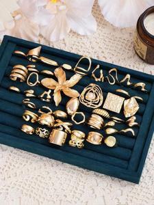 Elegante conjunto de anillos exagerados para mujer, joyería de moda para fiesta, decoración de ropa diaria, anillo de compromiso, joyería exquisita y de todo fósforo de moda para regalo de cumpleaños