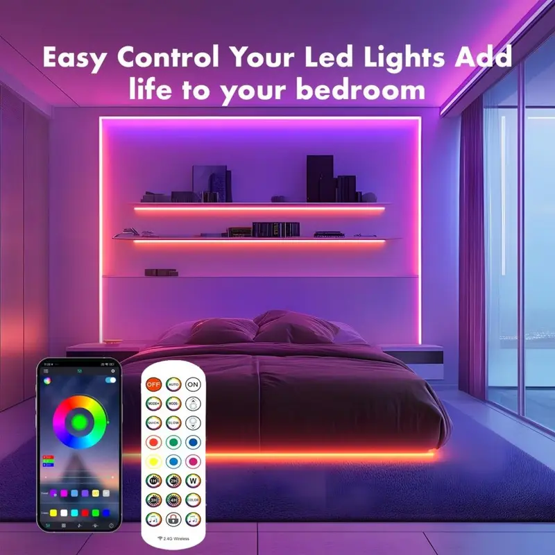 USB Powered LED Strip Light, RGB Color Changing LED Light Strip with Remote Control, Smart LED Lights for Home Party Decoration 7