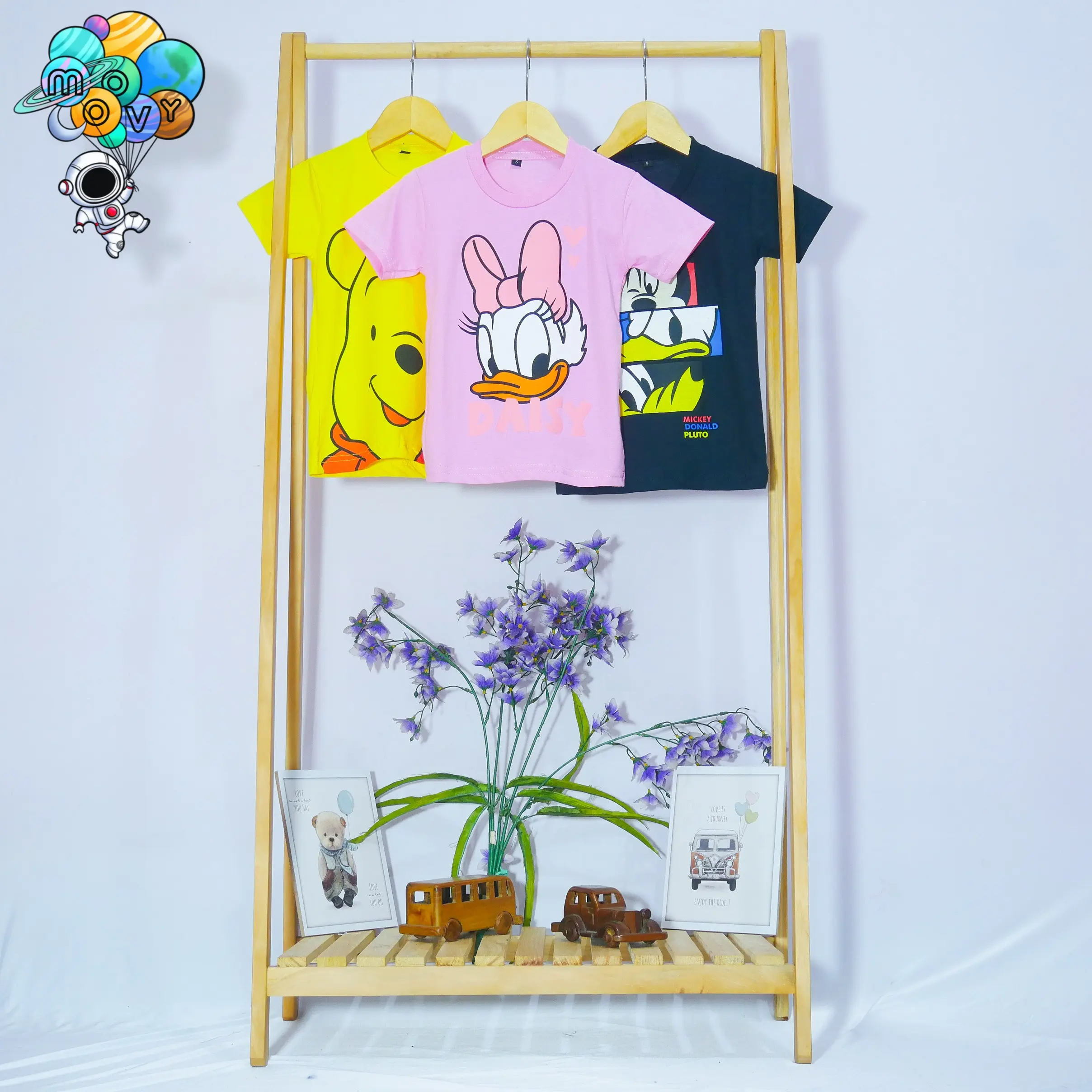 Atasan Anak Laki Perempuan Unisex Usia 1 - 8 Tahun Motif Kartun Bahan Cotton Combed 30S Sablon Plastisol