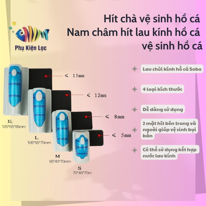 Hít chà lau kính hồ cá - Nam châm hít chà vệ sinh hồ cá
