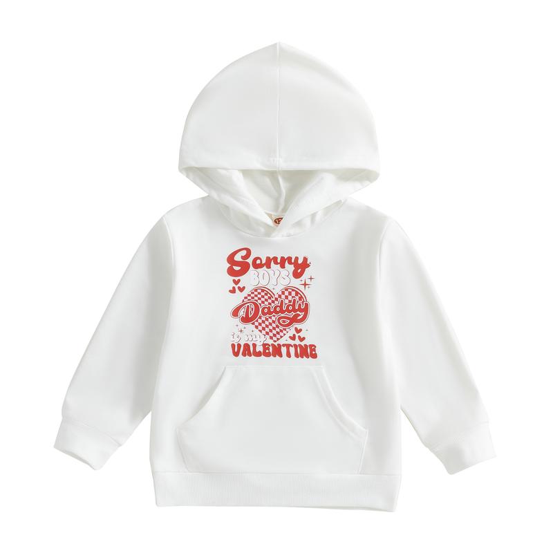 Kids Girls Hoodie, Long Sleeve Hooded Letters Heart Print Sweatshirt Pullover Clothes Valentines Day Top 0