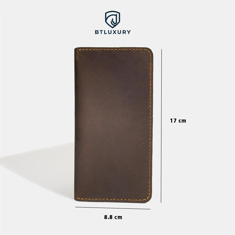 Ví Dài Nam Mini DESI Long Wallet Mini May Tay Thủ Công Chất Da Bò Sáp Ngựa Điên cao cấp bảo hành 24 tháng thương hiệu BTLUXURY Wallet Nhiều Ngăn Hình Chữ Nhật Hình Chữ Nhật