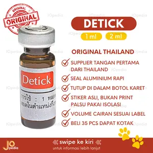 DETICK 1ml 2ml Obat Kutu Tetes Anjing Kucing Hewan 0-10kg dan 10-20kg De Tick Original Thailand Harga Grosir