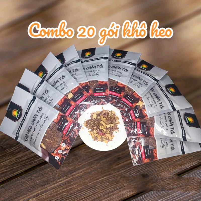 combo sỉ 20 gói khô heo chây tỏi- Khoai Lang Food Gói 50g Ăn Vặt