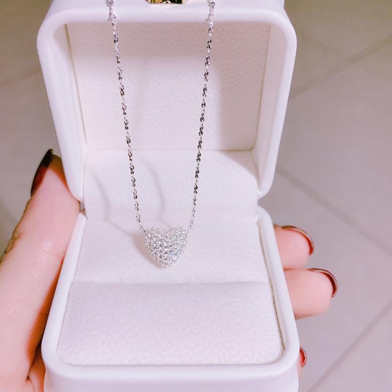 [Hộp Xinh] Dây chuyền SK148 Trang sức LOPa,dây mặt tim phồng đính đá lấp lánh, Bạc Ta( Bạc Tiệm)