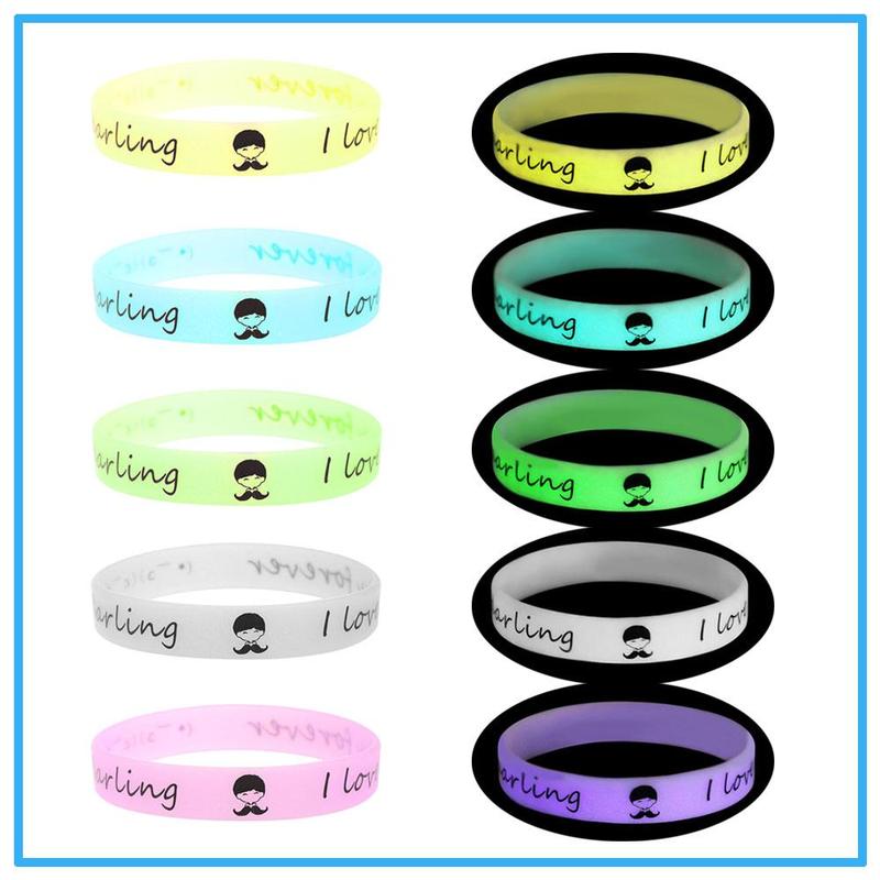 Vòng đeo tay silicon, phát sáng trong bóng tối, có sẵn trong 1 / 5 / 10 chiếc, gel silica, vòng đeo tay phát sáng, vòng đeo tay cao su, tiệc tùng Shine 1