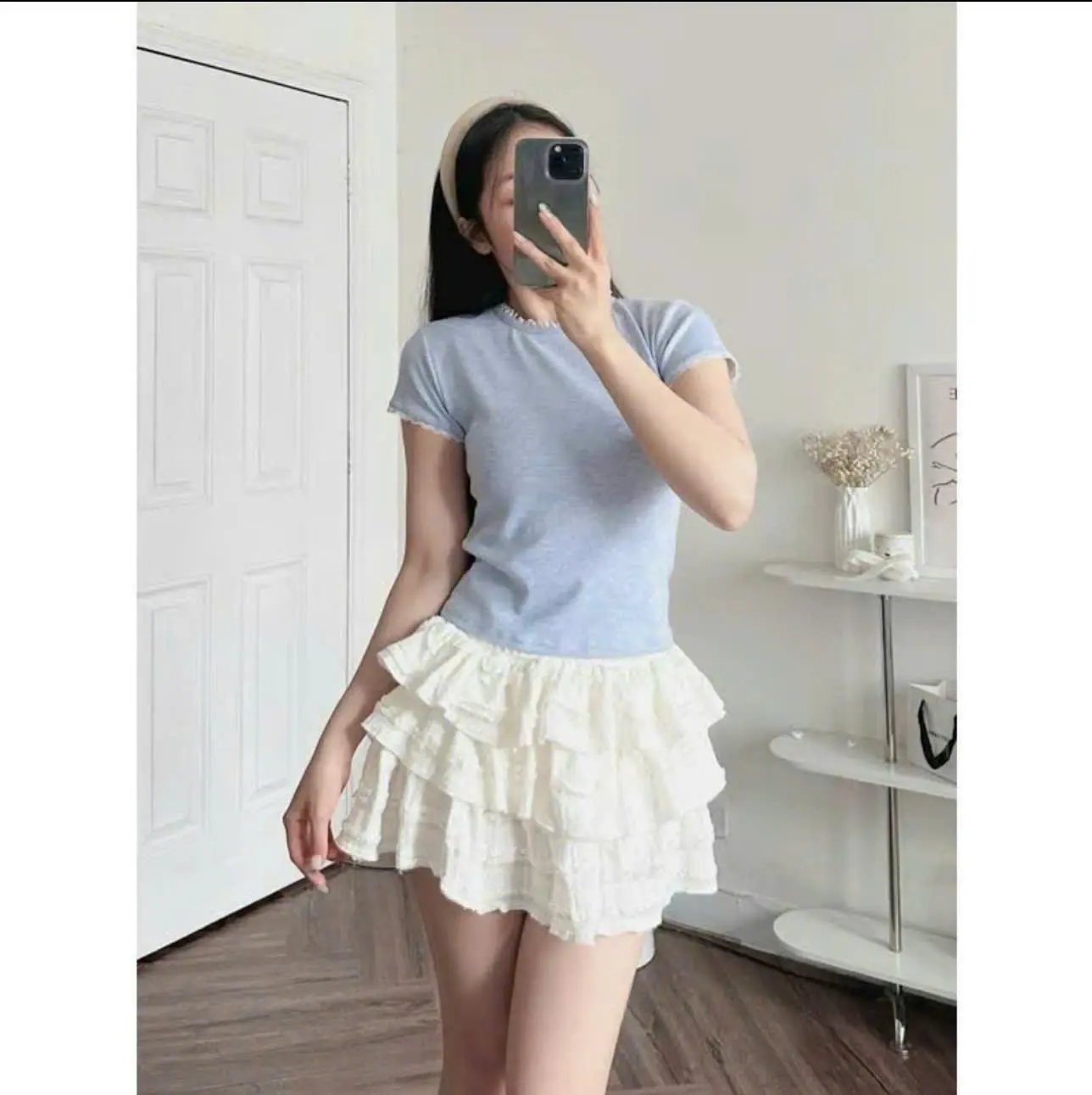 Chân váy ren nữ xoè 3 tầng coquette dễ thương có quần bảo hộ