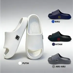 Sandal Pria Smile Polos Terlaris Anti Slip Karet Shoes kulit asli anggun slip-ons & flat shoes synthetic premium minimalis sandal slip-on & sepatu flat Sekolah Pantofel Loafers Formal Nyaman loafers pria Cream Mokasin Sol Tanam Diabetes Air Double Protect