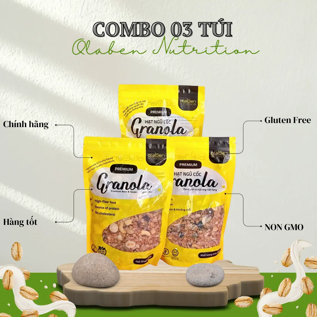 CHÍNH HÃNG 3 TÚI OLABEN Ngũ cốc dinh dưỡng Premium Granola 500gram Hạt Ngũ Cốc Mật Ong Food Thức Ăn có hữu cơ ngũ cốc & yến mạch ngũ cốc ăn sáng ngũ cốc & yến mạch ngũ cốc & yến mạch ngũ  cốc ngucoc