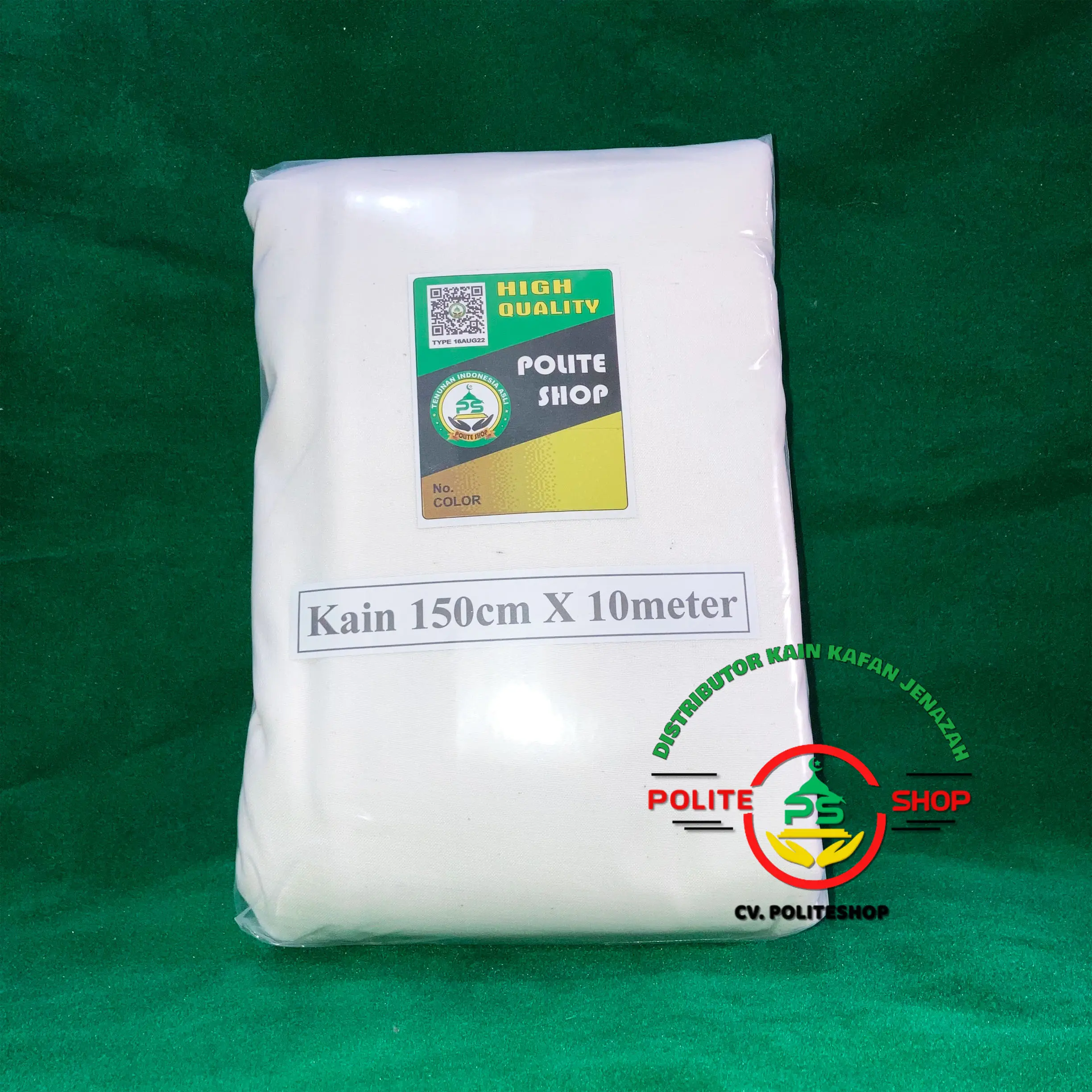 Kain kafan / mori Jenazah putih Lebar 150 cm x 10 mtr Cap POLITE SHOP ...