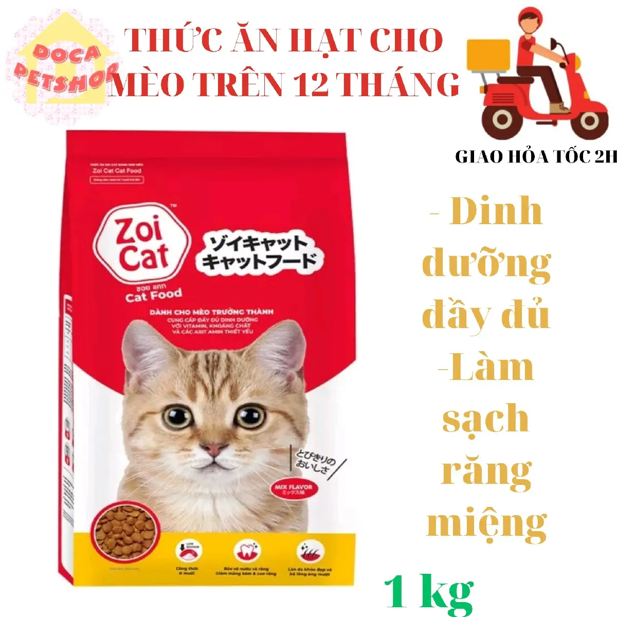 Thức Ăn Cho Mèo Hạt Zoicat 1kg -  Docapetshop vitamin meo
