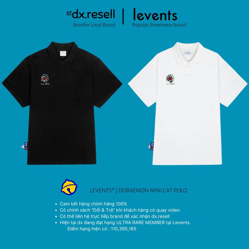 Áo POLO LEVENTS | DORAEMON MINI CAT (Black, White) cam kết chính hãng Nam Menswear Top Có Cổ