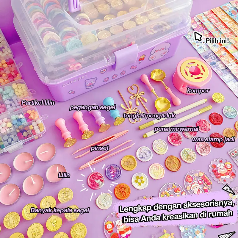 Set Cat Api Kepala: Kotak Alat Lengkap untuk Pemula dengan Partikel Lilin, Hadiah Kotak dengan Stiker Guka - Kreasi Menawan dengan Set Lengkap Cat Api Partikel Lilin Toys 0