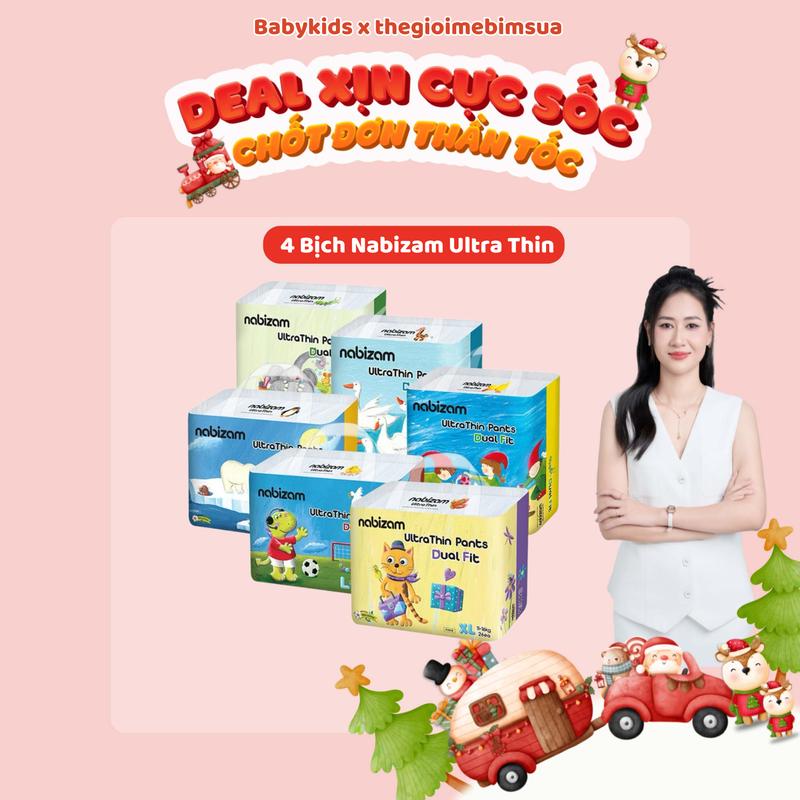 [TGMBS] [CP] Combo 4 bịch bỉm NABIZAM  Ultra Thin 4 mùa mềm mại êm mỏng, thấm hút chống tràn vượt trội đủ size cho bé
