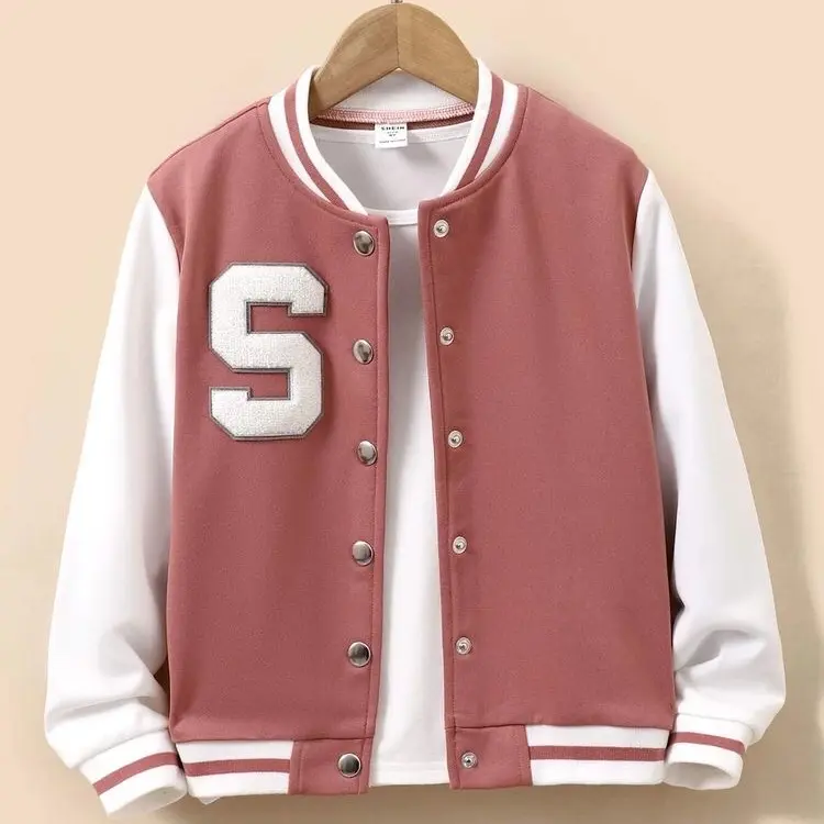 Varsity Anak INISIAL S Jaket Baseball Korean Fleece Unisex 2-18 Abu Biru 0